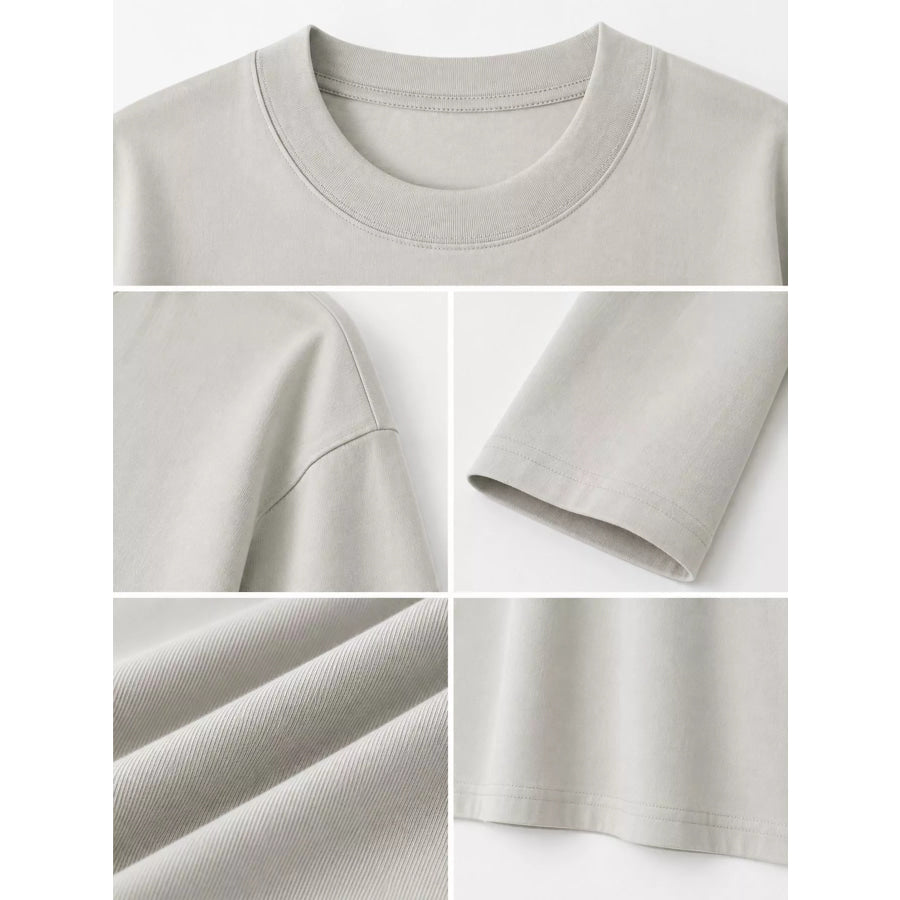 Full Size Minimalist Solid Long-Sleeve Crew Neck T-Shirt Plus Apparel and Accessories