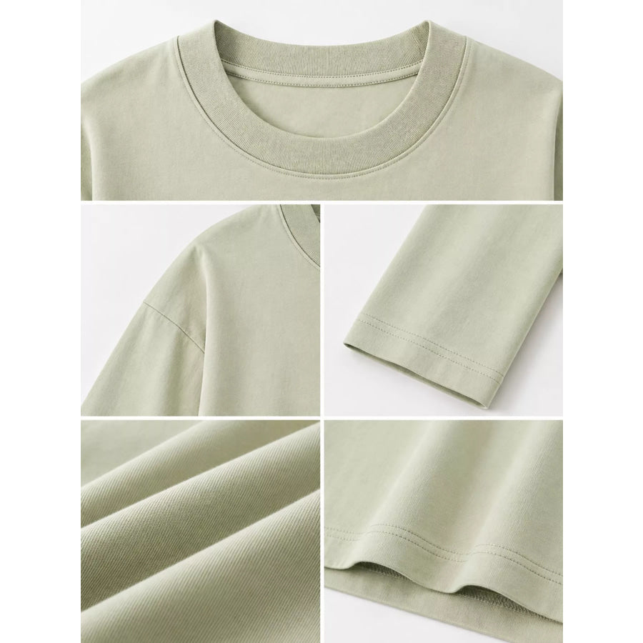 Full Size Minimalist Solid Long-Sleeve Crew Neck T-Shirt Plus Apparel and Accessories
