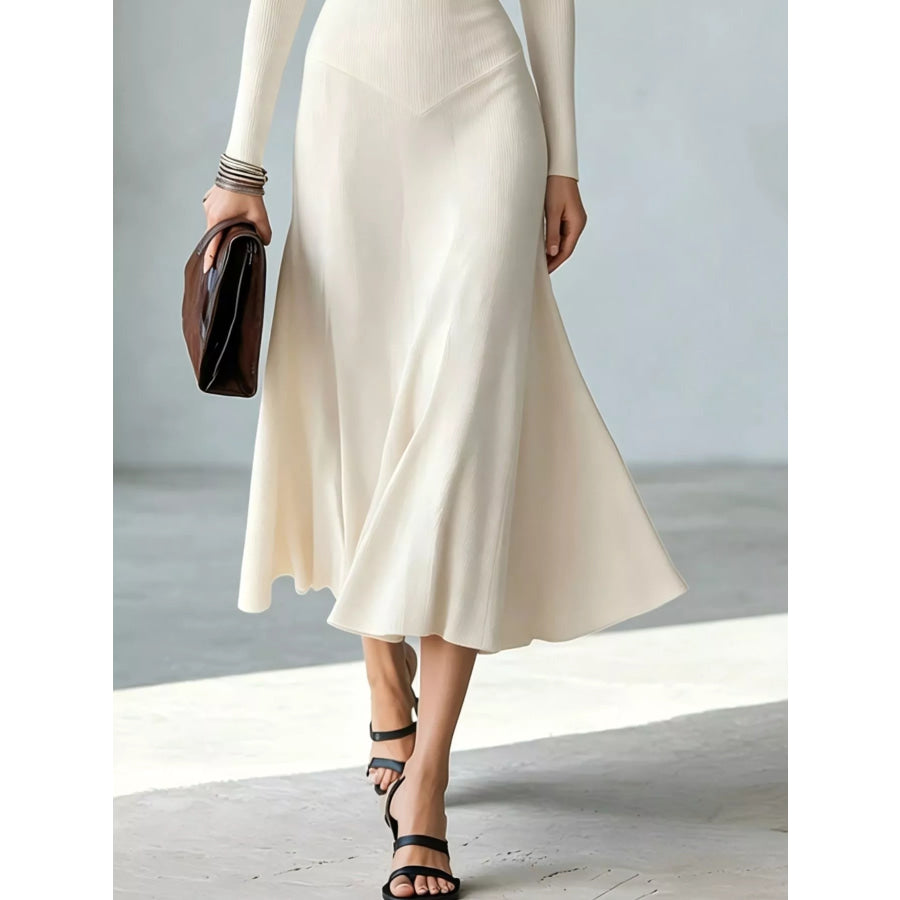 Full Size Mock Neck Cut-Out Long Sleeve Midi Dress Plus Apparel and Accessories