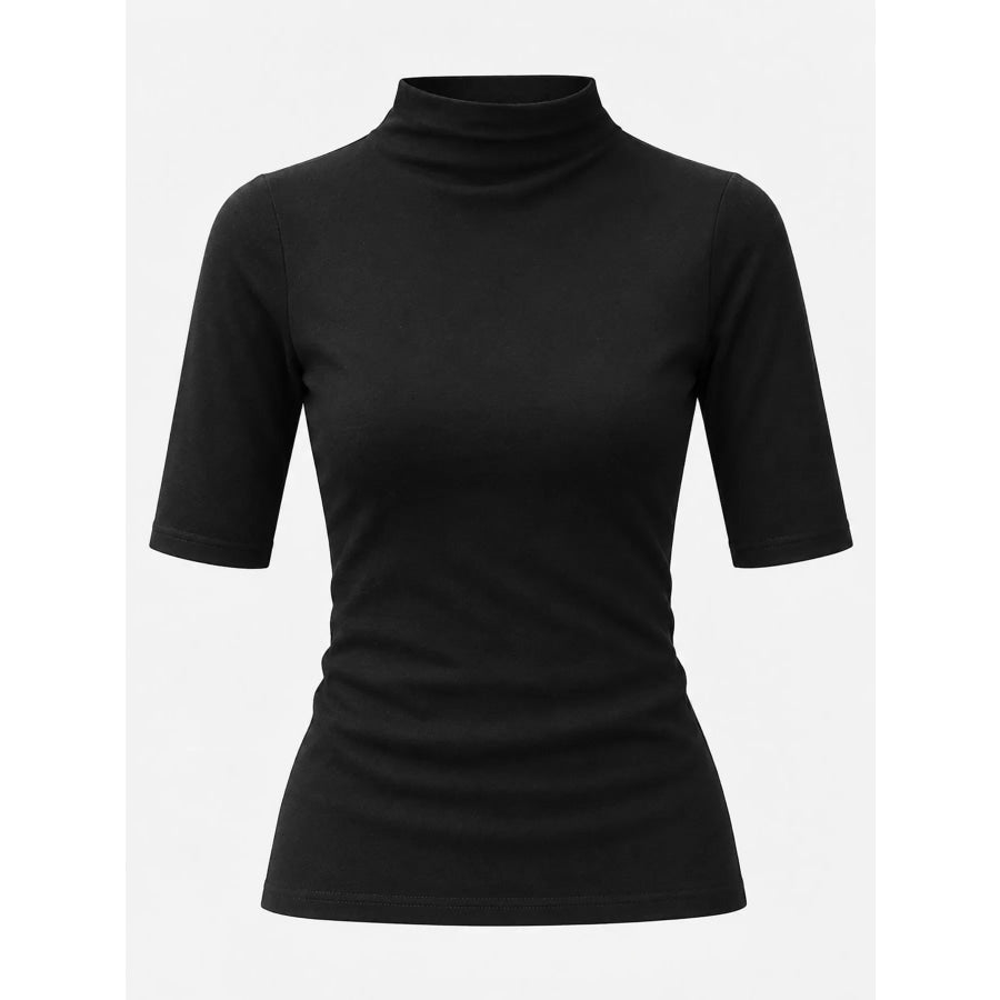 Full Size Mock Neck Half Sleeve T-Shirt Plus Apparel and Accessories
