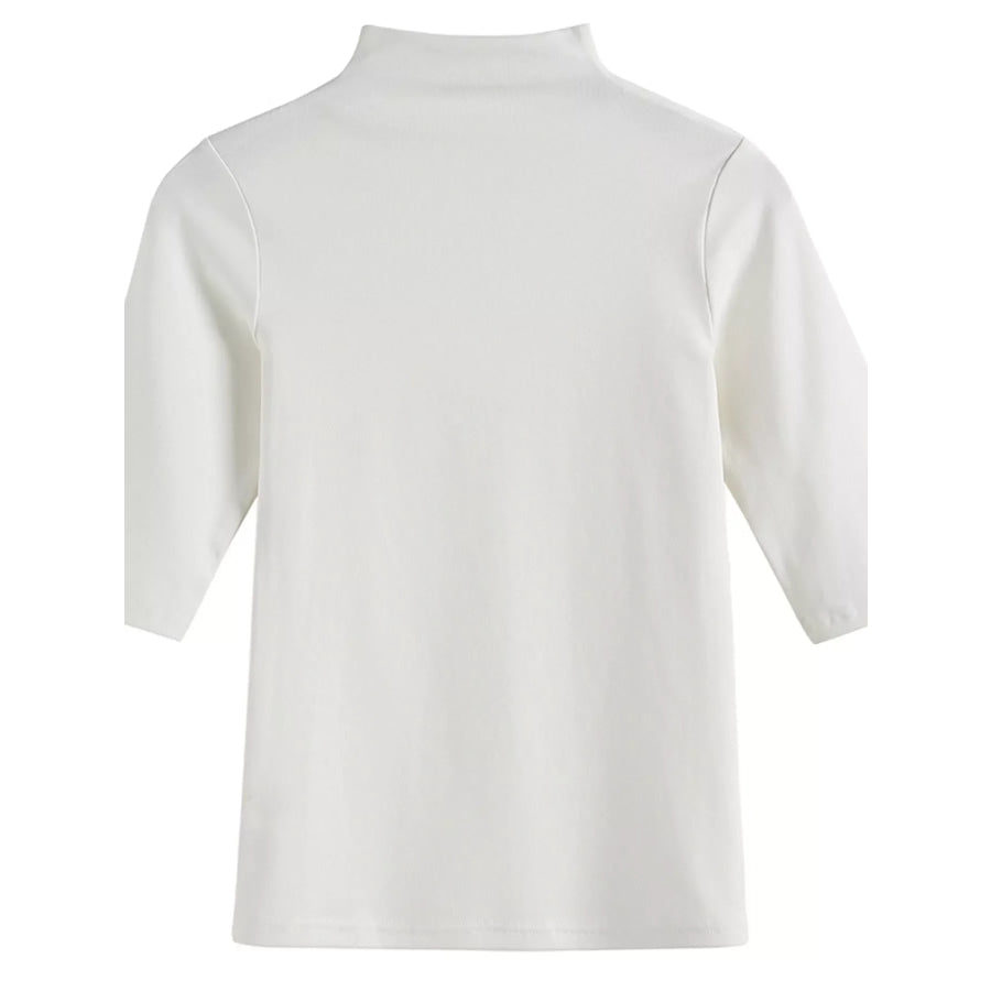 Full Size Mock Neck Half Sleeve T-Shirt Plus Apparel and Accessories