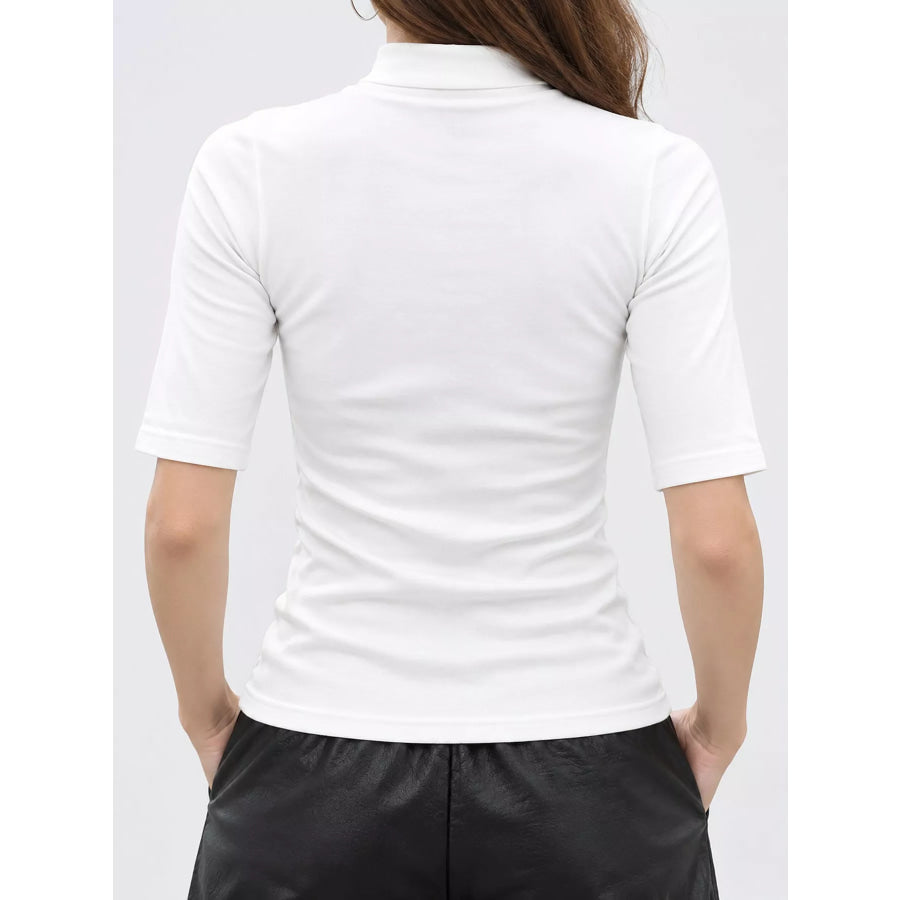 Full Size Mock Neck Half Sleeve T-Shirt Plus Apparel and Accessories