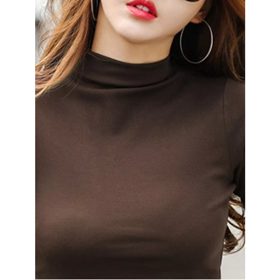 Full Size Mock Neck Half Sleeve T-Shirt Plus Apparel and Accessories