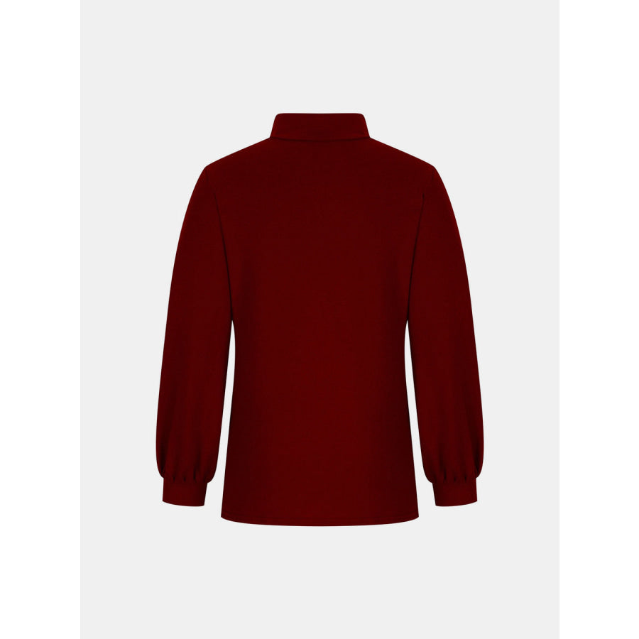 Full Size Mock Neck Long Sleeve T-Shirt Apparel and Accessories