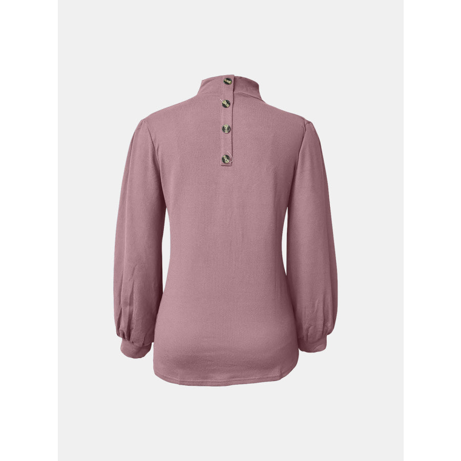 Full Size Mock Neck Long Sleeve T-Shirt Apparel and Accessories