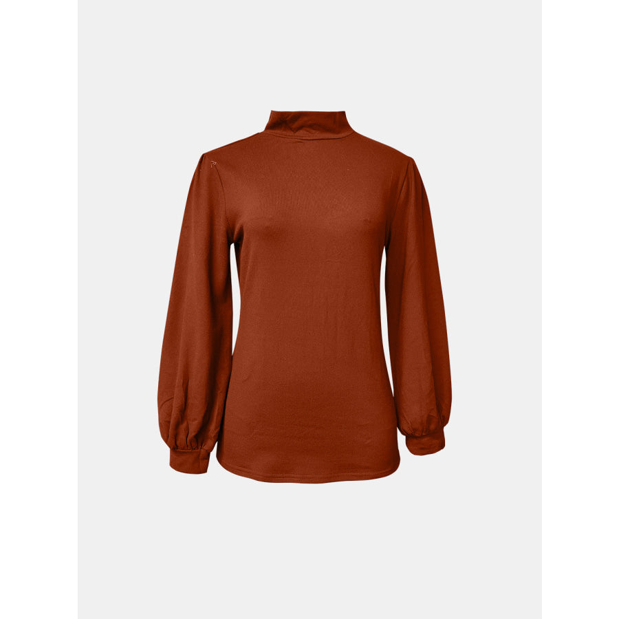 Full Size Mock Neck Long Sleeve T-Shirt Apparel and Accessories