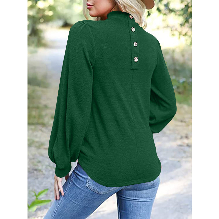 Full Size Mock Neck Long Sleeve T-Shirt Apparel and Accessories