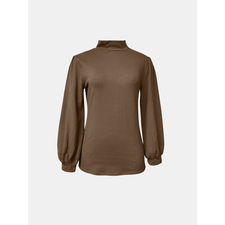 Full Size Mock Neck Long Sleeve T-Shirt Apparel and Accessories