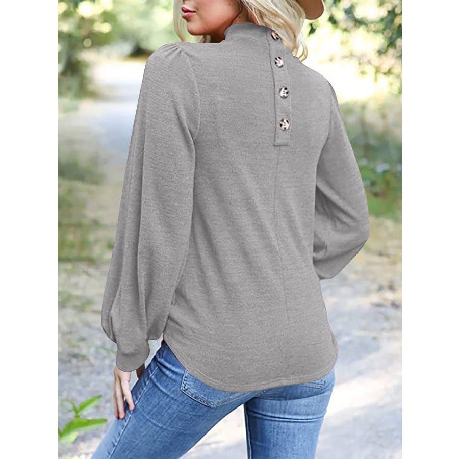 Full Size Mock Neck Long Sleeve T-Shirt Apparel and Accessories