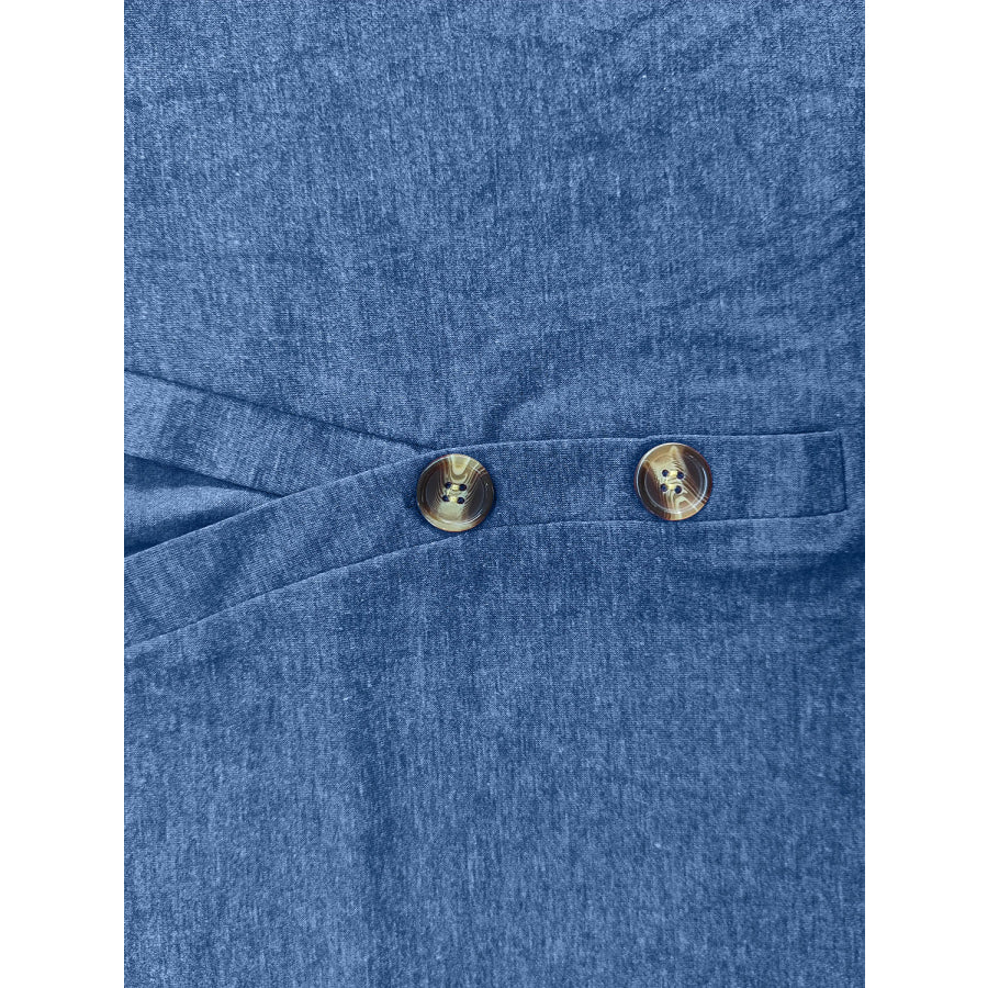 Full Size Notched Long Sleeve T-Shirt Dusty Blue / S Apparel and Accessories
