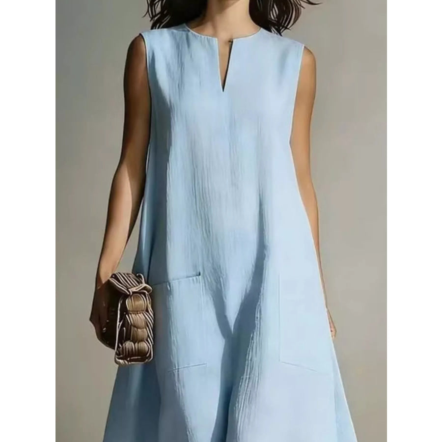 Full Size Notched Sleeveless Maxi Dress Plus Size Apparel and Accessories
