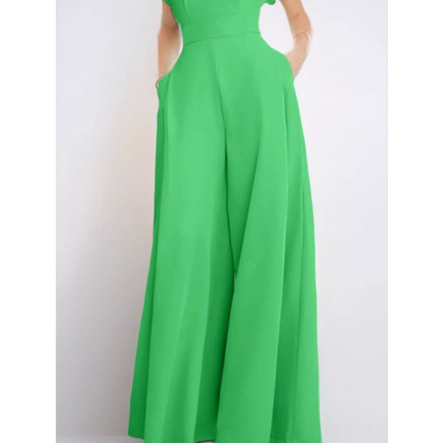 Full Size Notched Wide Leg Jumpsuit Plus Size Apparel and Accessories