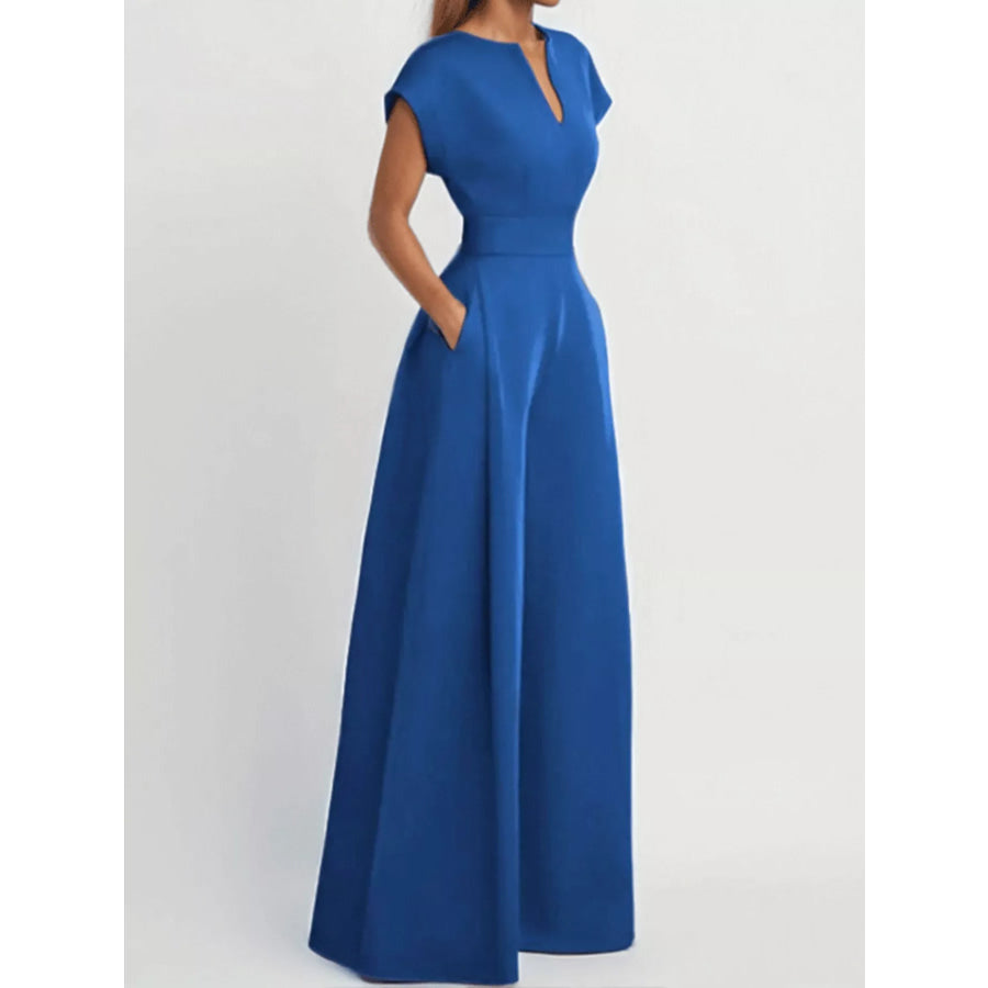 Full Size Notched Wide Leg Jumpsuit Plus Size Apparel and Accessories