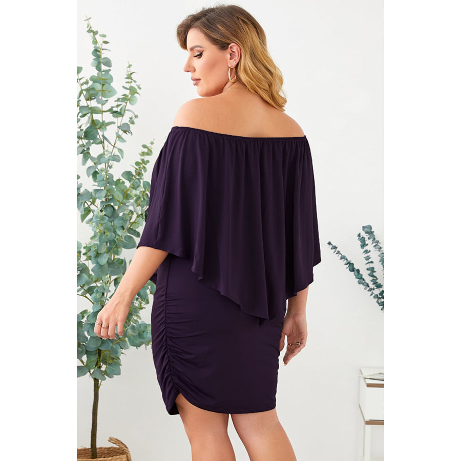 Full Size Off-Shoulder Half Sleeve Dress Apparel and Accessories