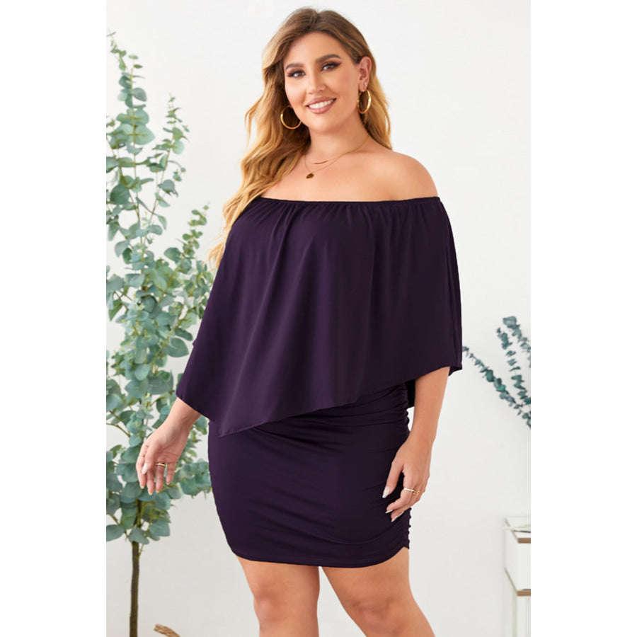 Full Size Off-Shoulder Half Sleeve Dress Apparel and Accessories