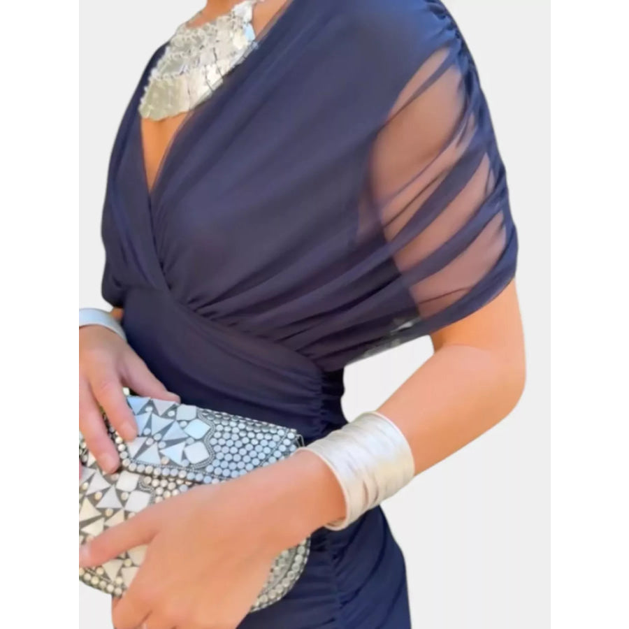 Full Size Off-Shoulder Ruched Maxi Dress Plus Apparel and Accessories