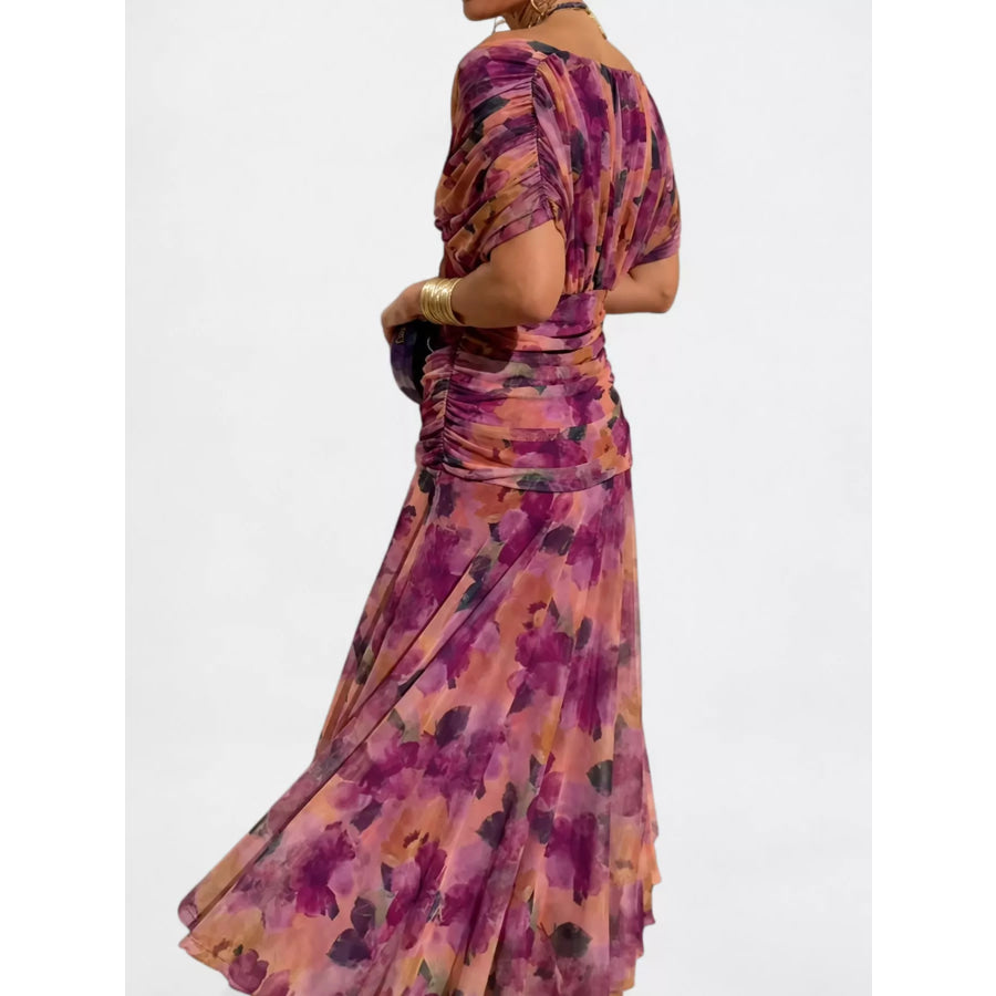 Full Size Off-Shoulder Ruched Maxi Dress Plus Apparel and Accessories