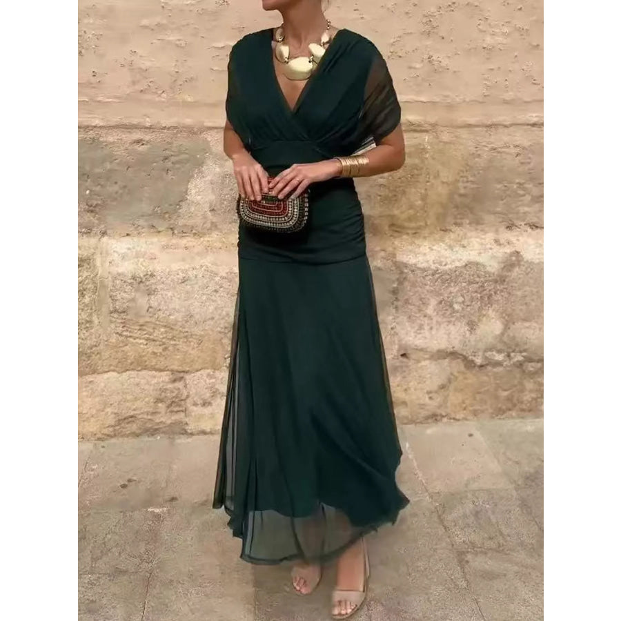 Full Size Off-Shoulder Ruched Maxi Dress Plus Apparel and Accessories