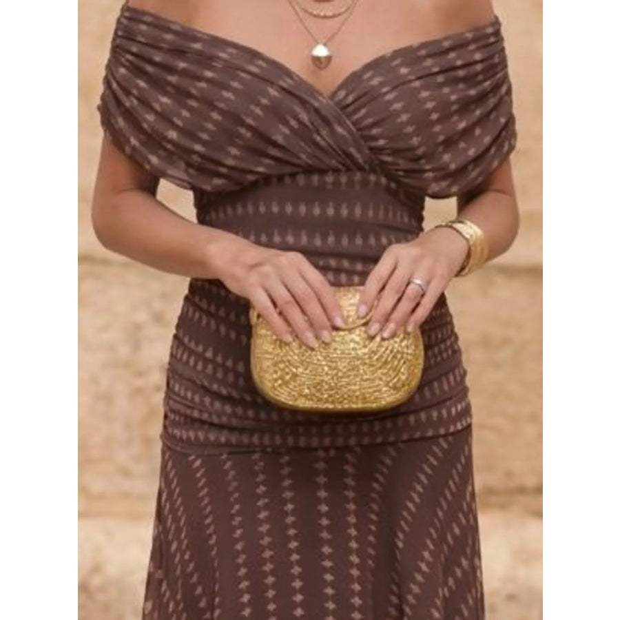 Full Size Off-Shoulder Ruched Maxi Dress Plus Apparel and Accessories