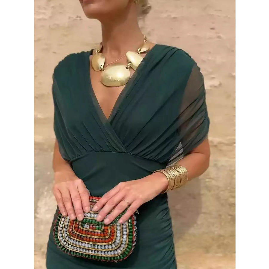 Full Size Off-Shoulder Ruched Maxi Dress Plus Apparel and Accessories