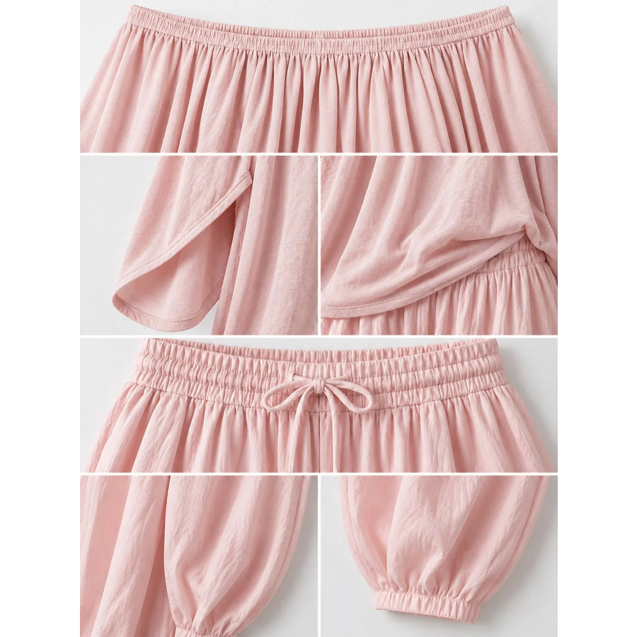 Full Size Off-Shoulder Top and Wide-Leg Harem Pants Set Plus Apparel Accessories