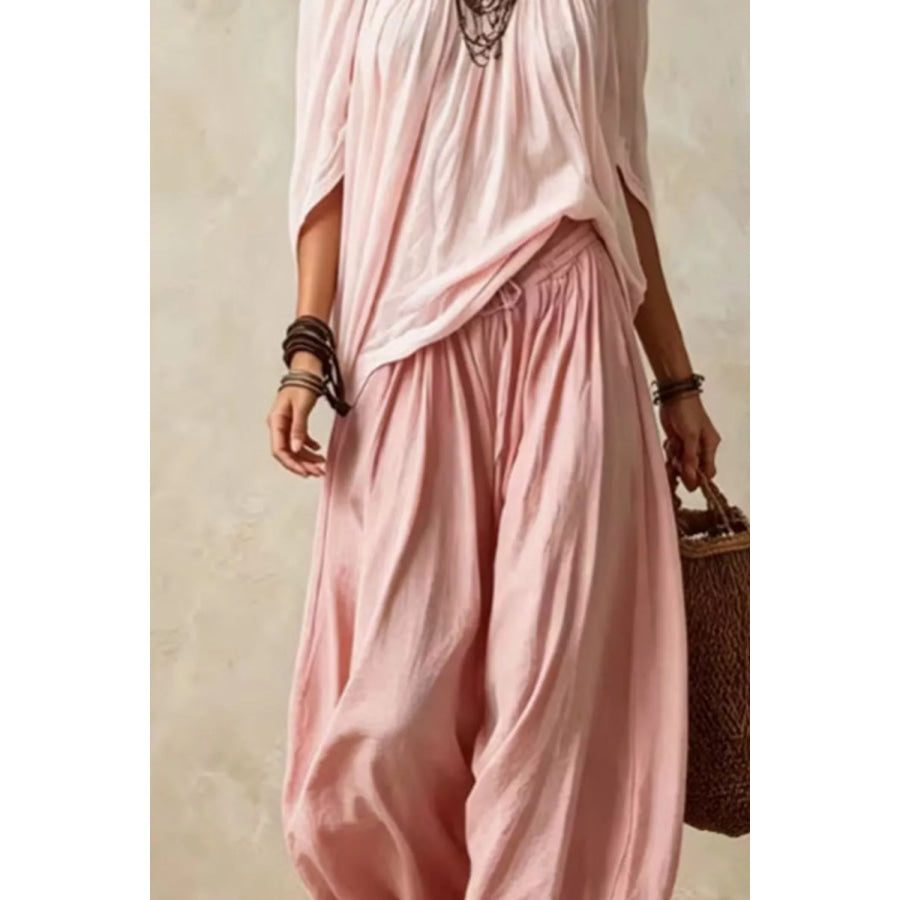 Full Size Off-Shoulder Top and Wide-Leg Pants Set Plus Size Apparel and Accessories
