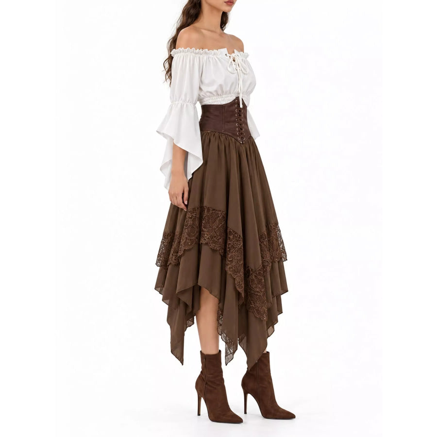 Full Size Off-Shoulder Top & Belly Band and Skirt Set Plus Apparel Accessories