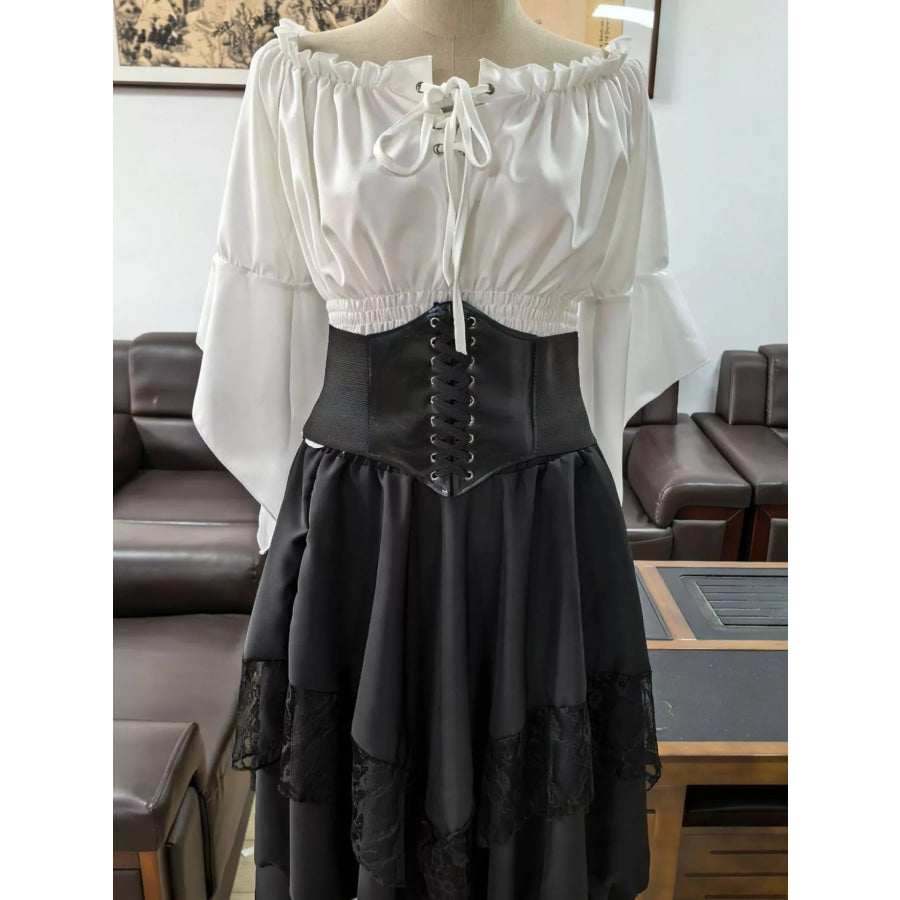 Full Size Off-Shoulder Top & Belly Band and Skirt Set Plus Apparel Accessories