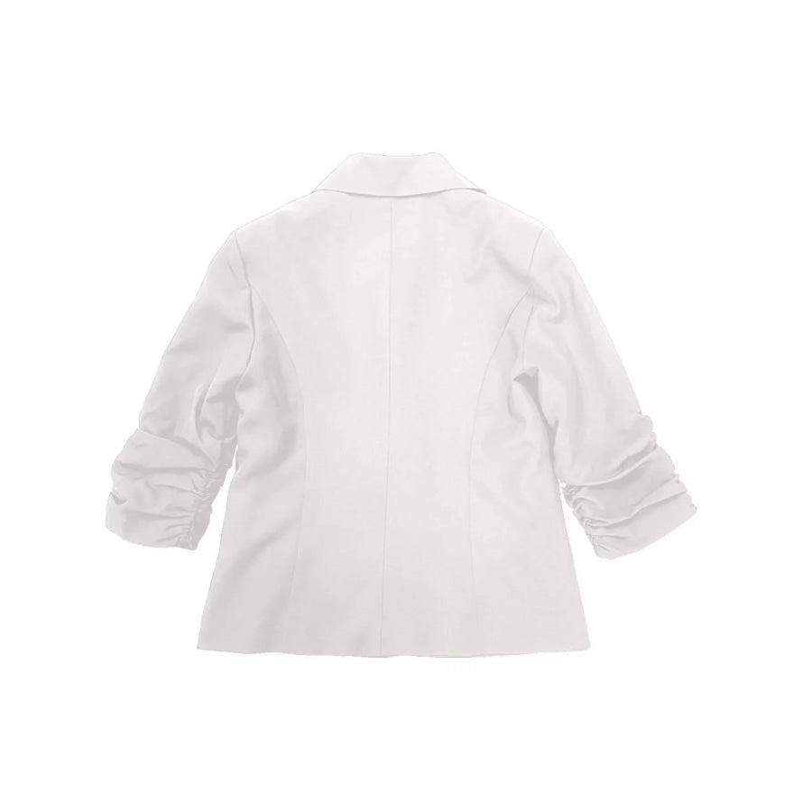 Full Size One Button Lapel Collar Blazer Plus Size Apparel and Accessories