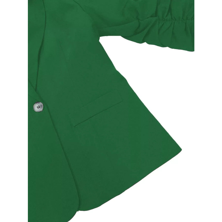Full Size One Button Lapel Collar Blazer Plus Size Apparel and Accessories
