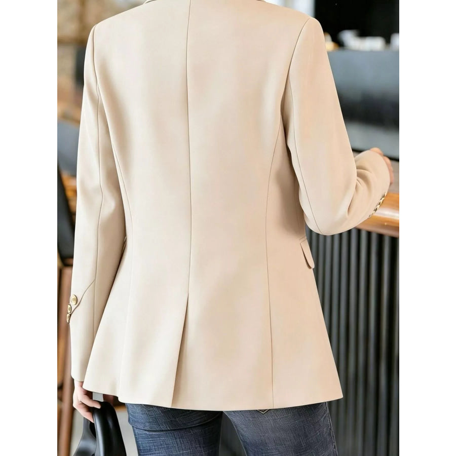 Full Size One Button Lapel Collar Blazer Plus Size Apparel and Accessories