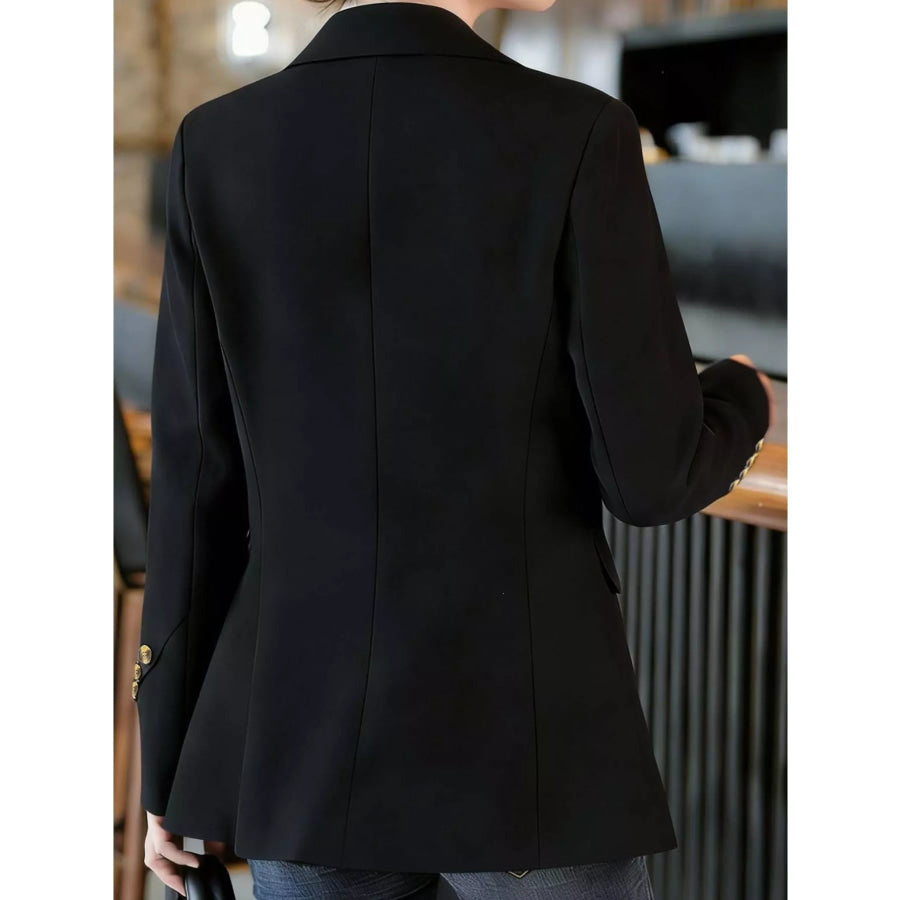 Full Size One Button Lapel Collar Blazer Plus Size Apparel and Accessories