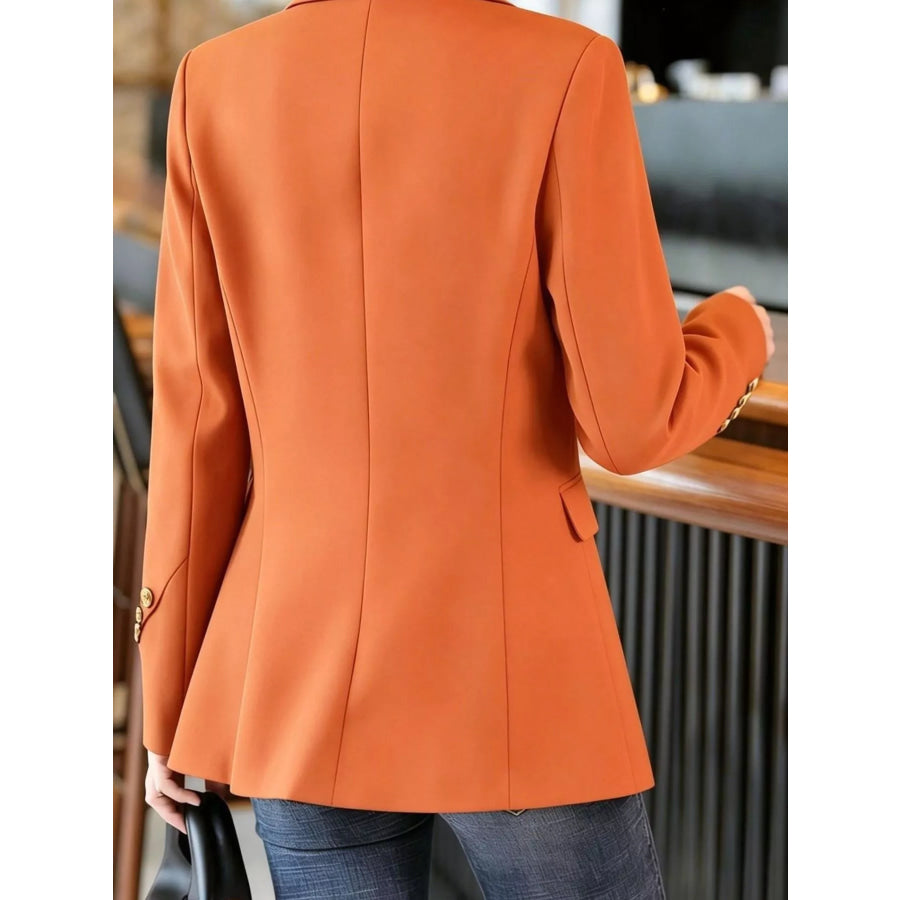 Full Size One Button Lapel Collar Blazer Plus Size Apparel and Accessories