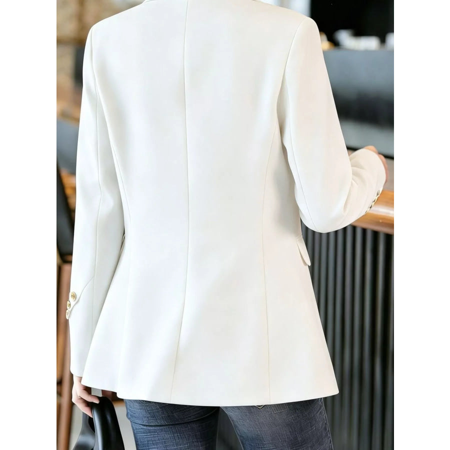 Full Size One Button Lapel Collar Blazer Plus Size Apparel and Accessories