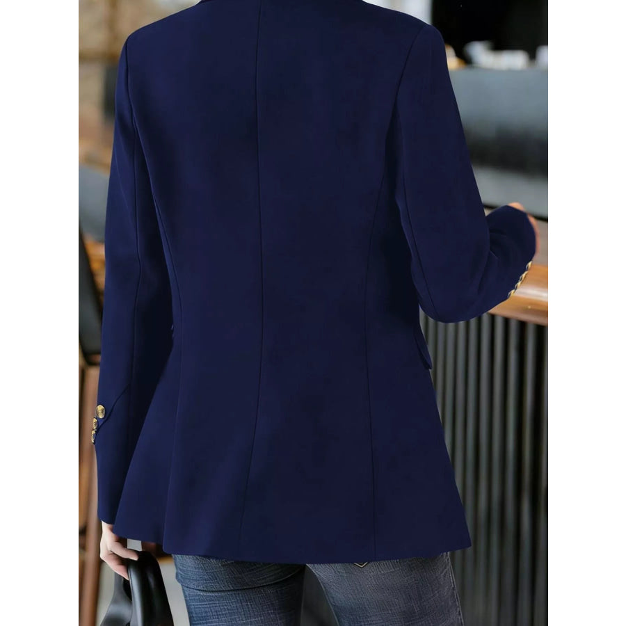 Full Size One Button Lapel Collar Blazer Plus Size Apparel and Accessories