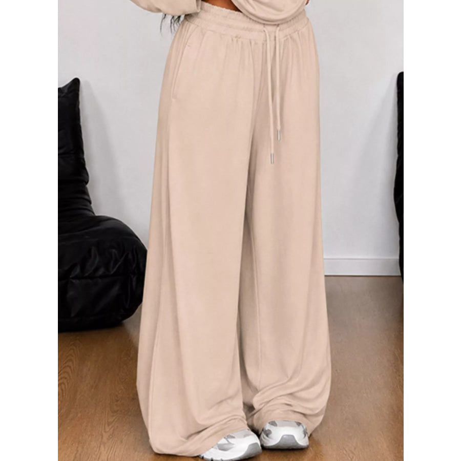 Full Size One-Shoulder Top and Drawstring Pants Set Plus Size Apparel and Accessories