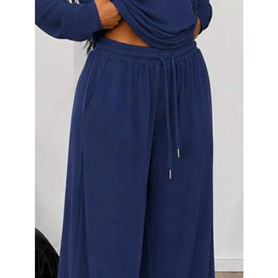 Full Size One-Shoulder Top and Drawstring Pants Set Plus Size Apparel and Accessories