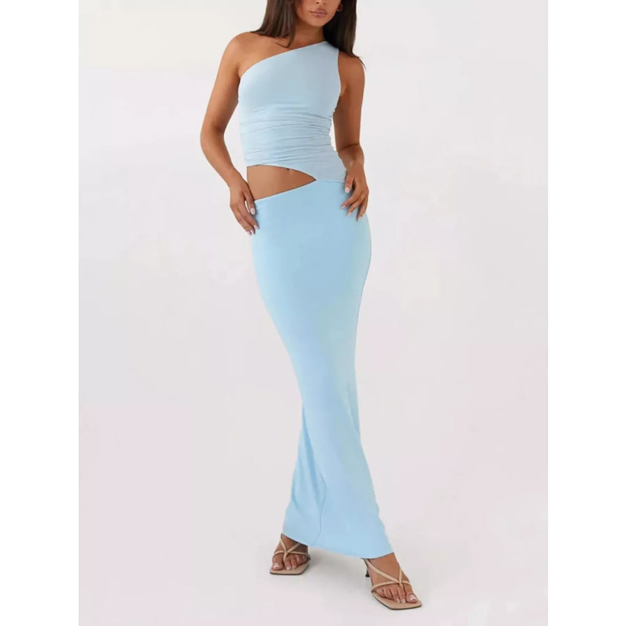Full Size One-Shoulder Top and Maxi Skirt Set Plus Size Apparel and Accessories
