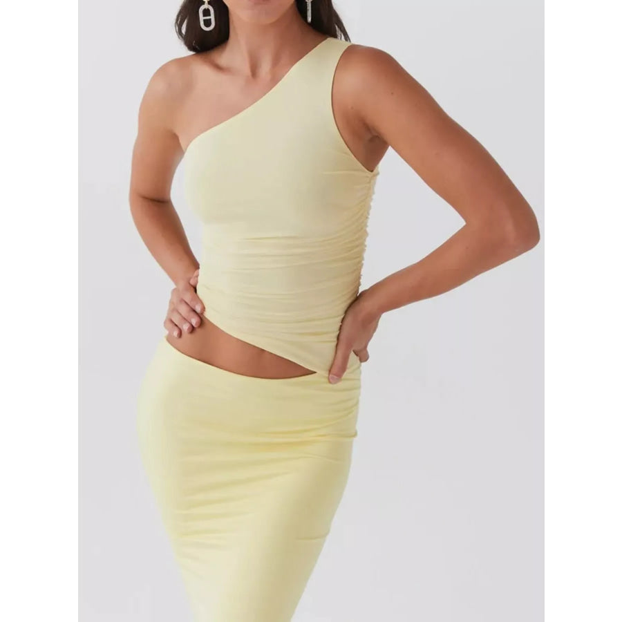 Full Size One-Shoulder Top and Maxi Skirt Set Plus Size Apparel and Accessories