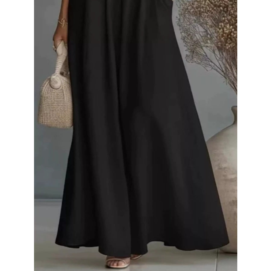 Full Size One Shoulder Top and Wide Leg Pants Set Plus Size Apparel and Accessories