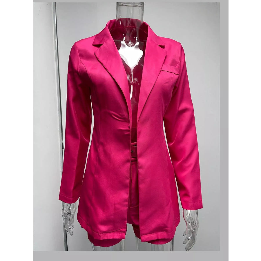 Full Size Open Front Blazer and Belted Shorts Set Plus Apparel Accessories