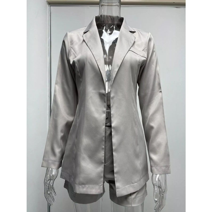 Full Size Open Front Blazer and Belted Shorts Set Plus Apparel Accessories