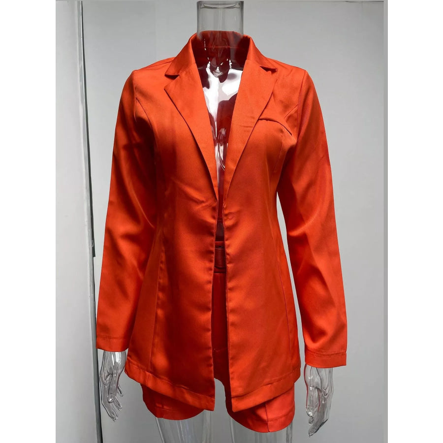 Full Size Open Front Blazer and Belted Shorts Set Plus Apparel Accessories