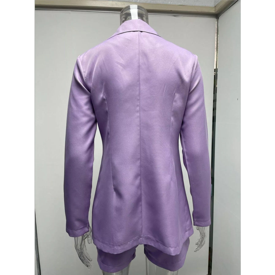 Full Size Open Front Blazer and Belted Shorts Set Plus Apparel Accessories