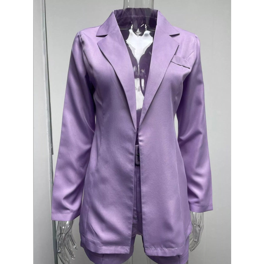 Full Size Open Front Blazer and Belted Shorts Set Plus Apparel Accessories