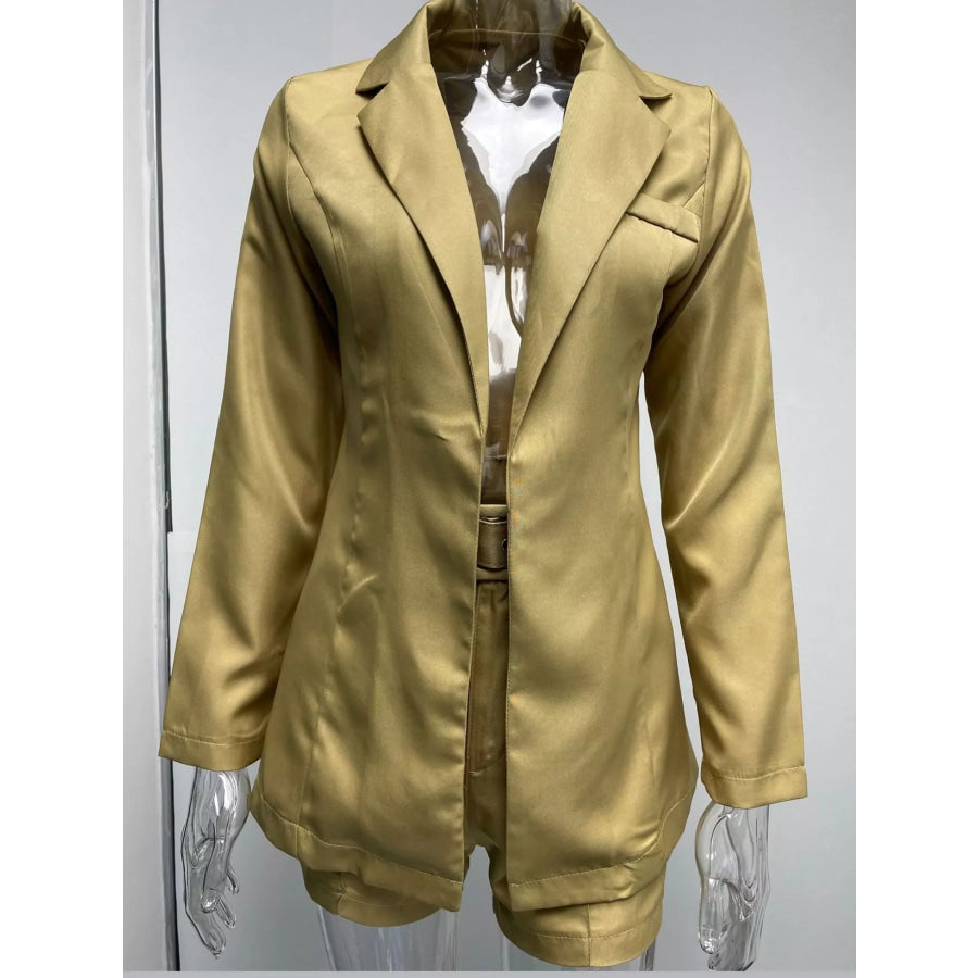 Full Size Open Front Blazer and Belted Shorts Set Plus Apparel Accessories