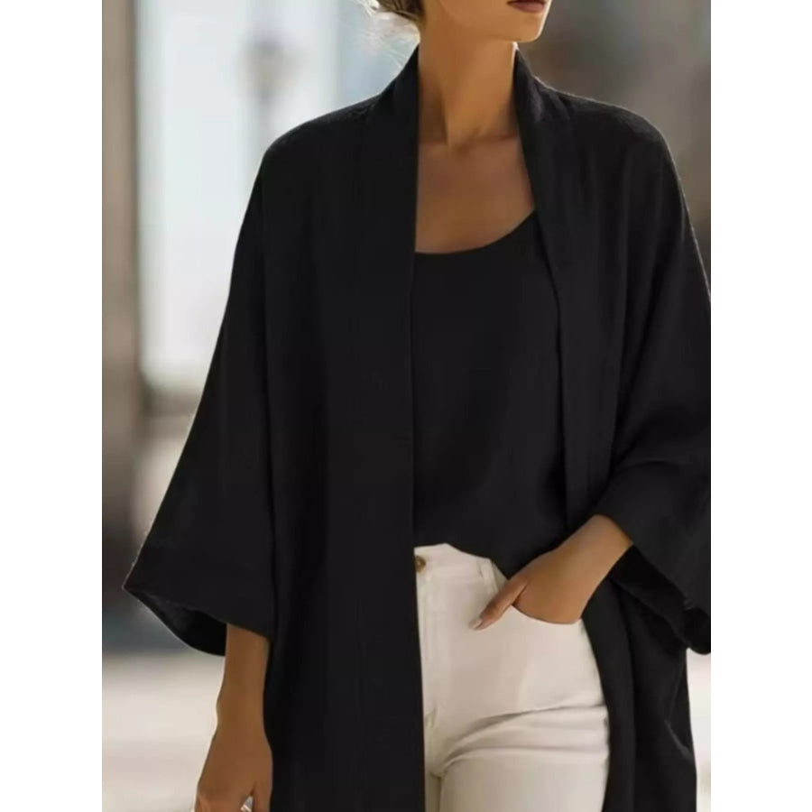 Full Size Open-Front Cardigan and Matching Tank Top Set Plus Apparel Accessories