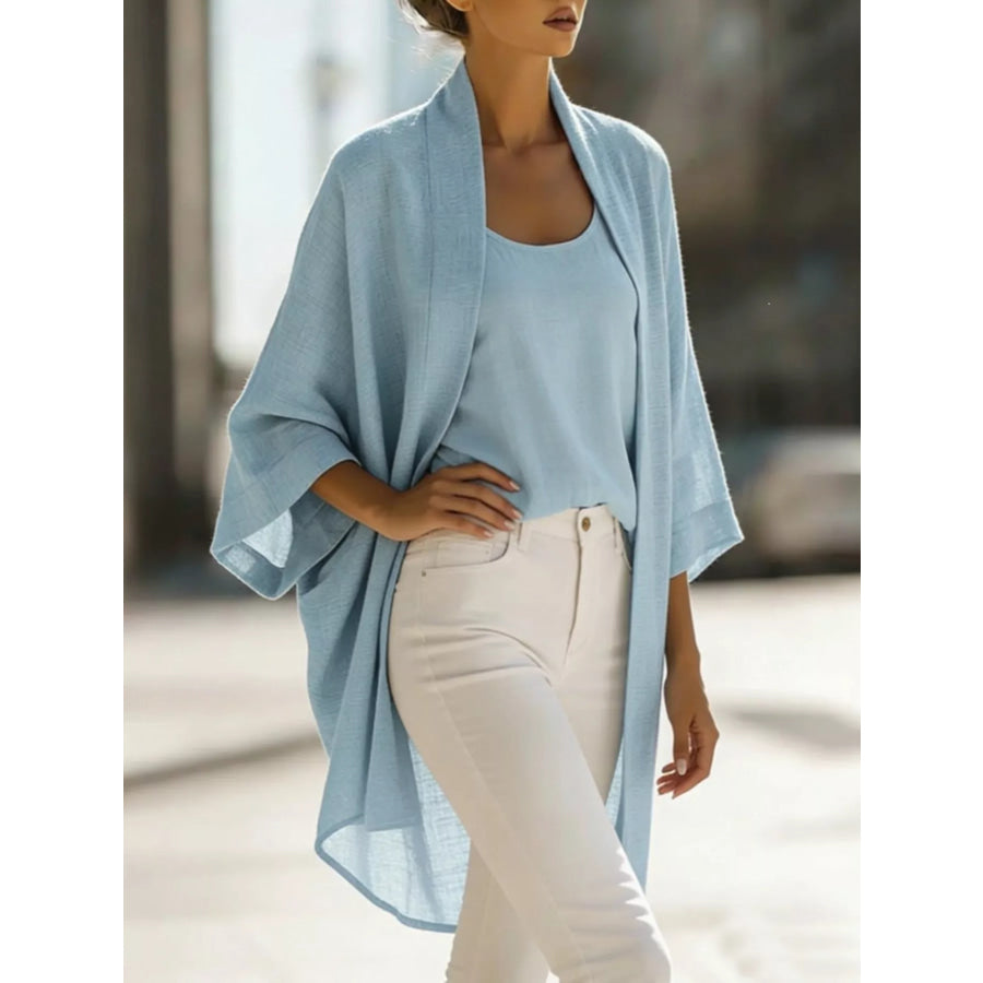 Full Size Open-Front Cardigan and Matching Tank Top Set Plus Apparel Accessories