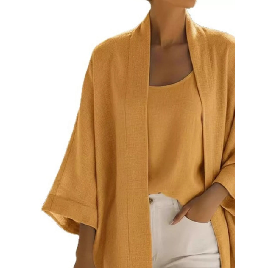 Full Size Open-Front Cardigan and Matching Tank Top Set Plus Apparel Accessories