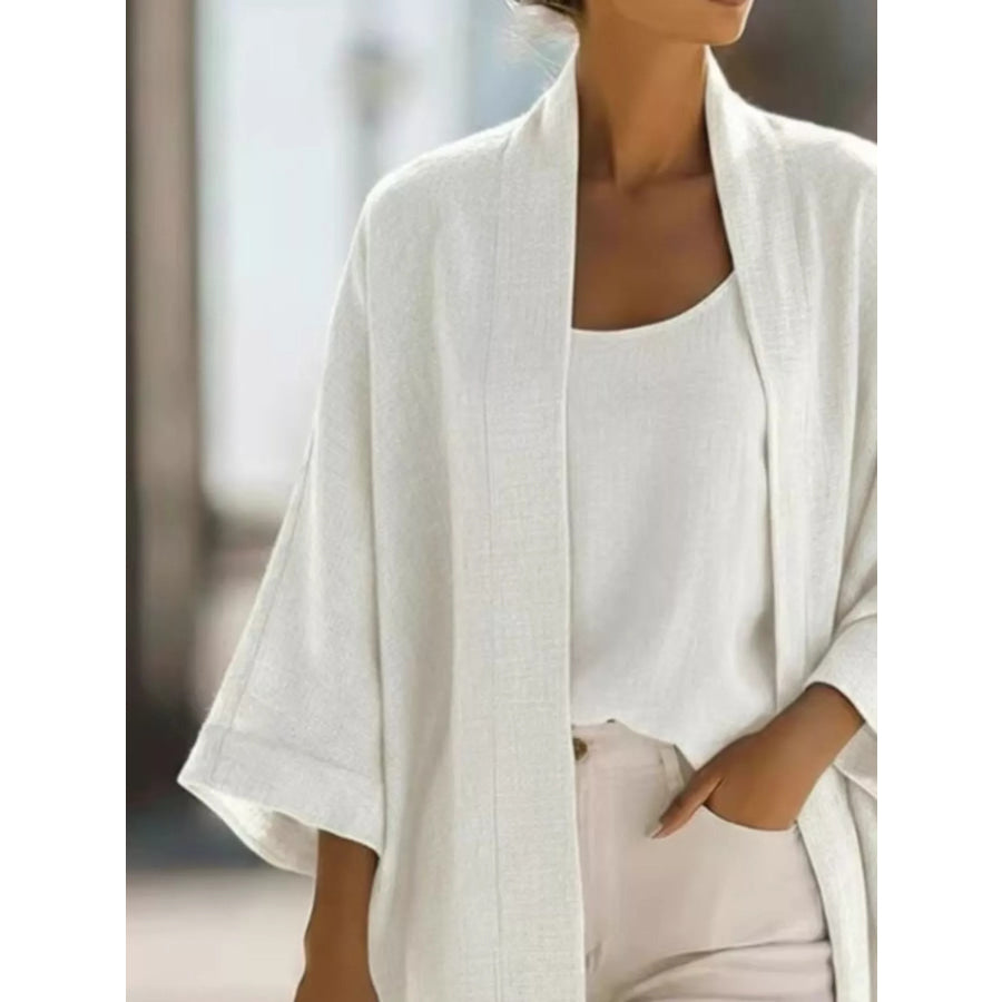 Full Size Open-Front Cardigan and Matching Tank Top Set Plus Apparel Accessories